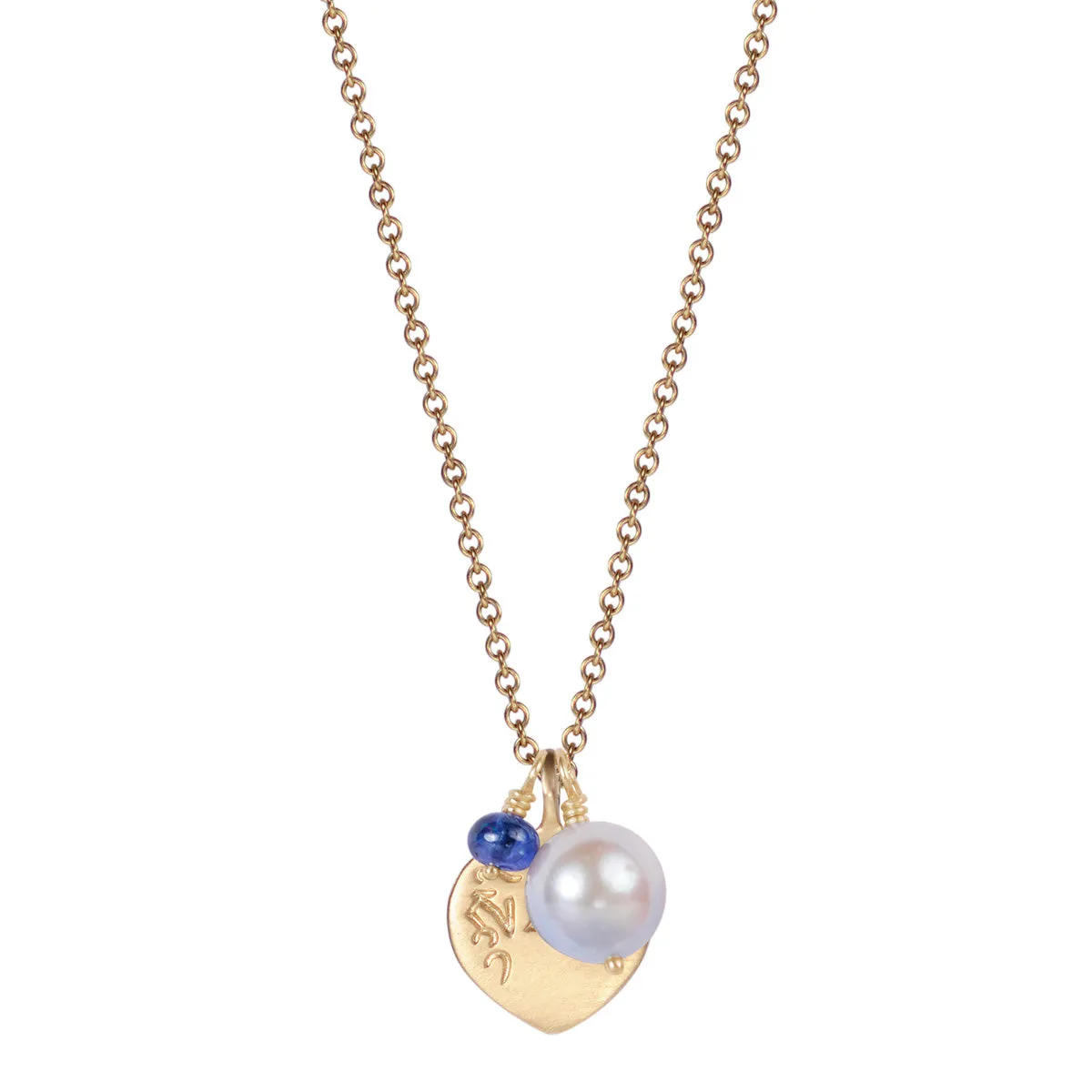 10K Gold Compassion Trinket Pendant with Akoya Pearl and Sapphire