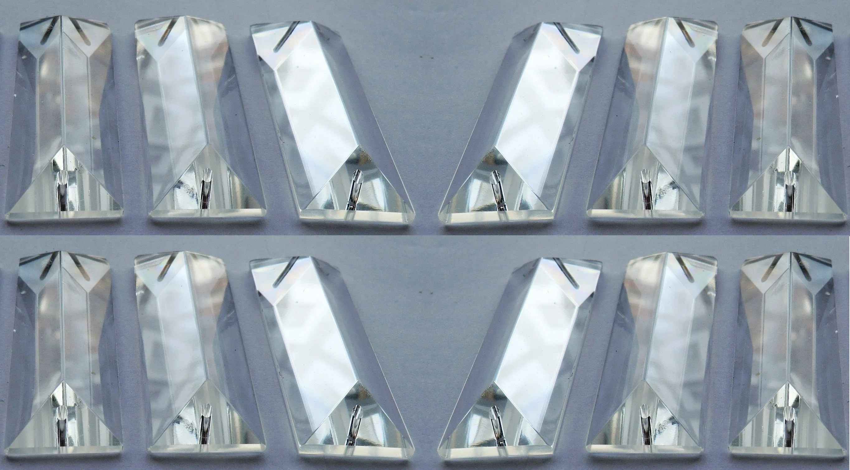 12 Clear Cut Glass Oblong 62 mm x 20 mm Coffin Chandelier Crystals Drops Beads Droplets colourless