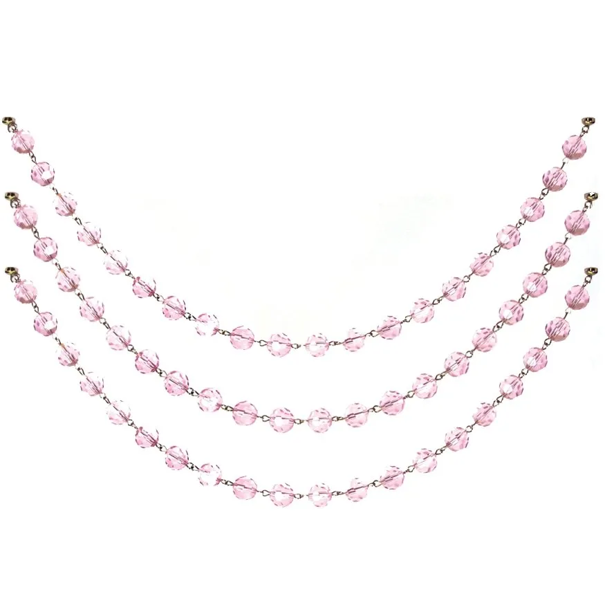 12" PINK CRYSTAL BEAD MAGNETIC CHANDELIER GARLAND (Set/3)