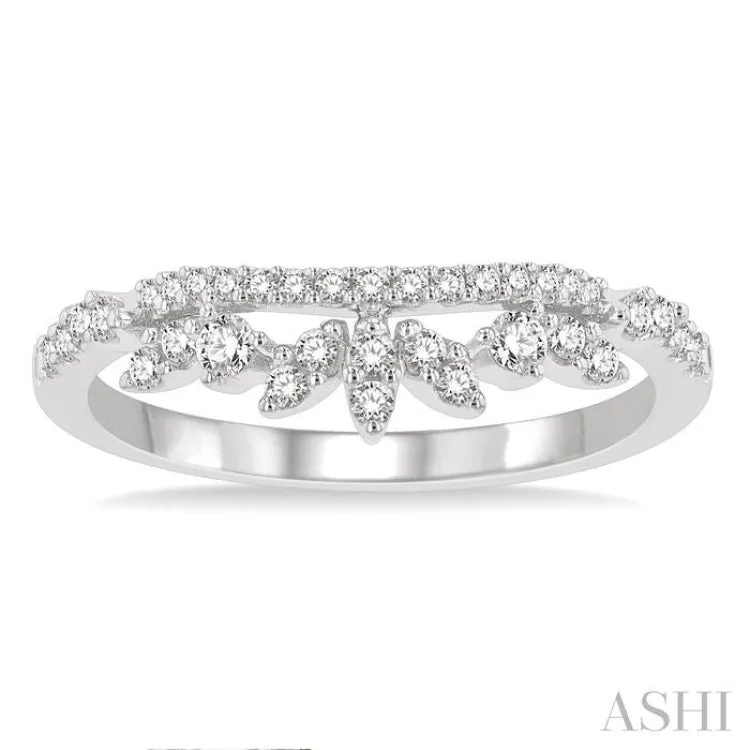 1/3 ctw Alternating Marquise and Circular Mount Round Cut Diamond Curved Band in 14K White Gold