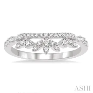 1/3 ctw Alternating Marquise and Circular Mount Round Cut Diamond Curved Band in 14K White Gold