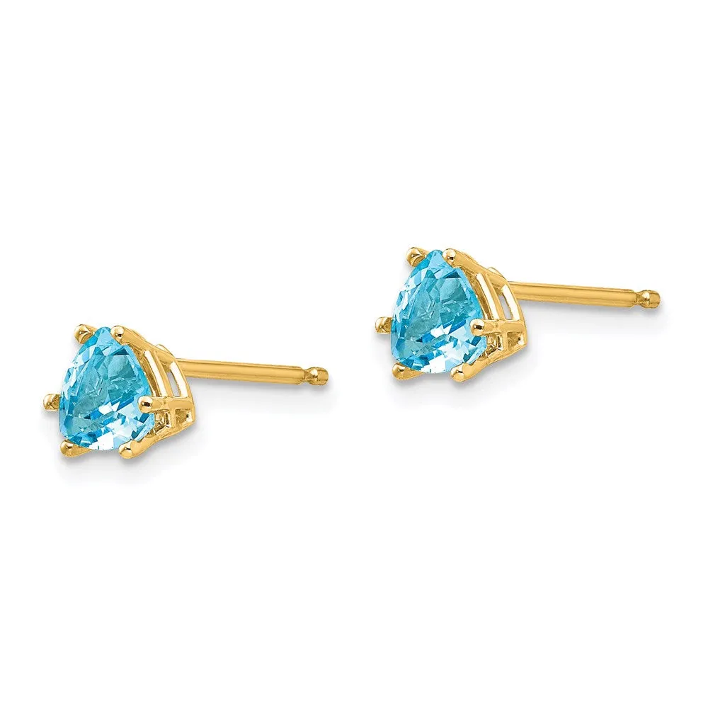 14k 5mm Trillion Blue Topaz Earrings