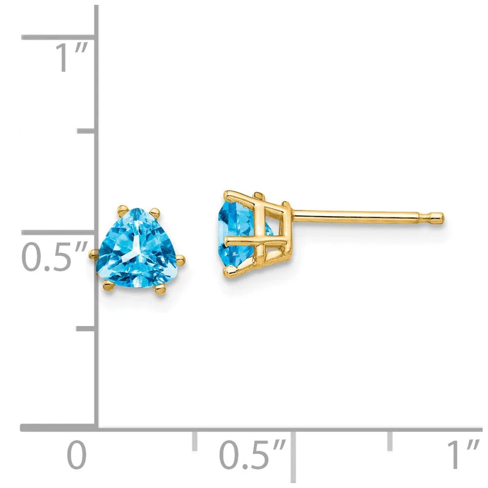 14k 5mm Trillion Blue Topaz Earrings