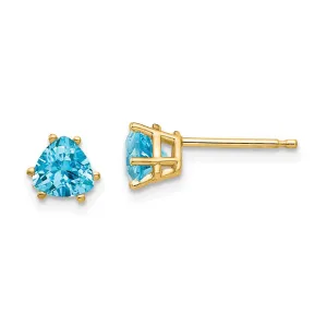 14k 5mm Trillion Blue Topaz Earrings