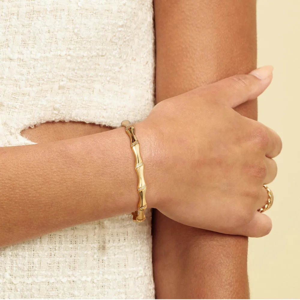 14K Gold Cuff Bangle Bracelets for Women- Bamboo