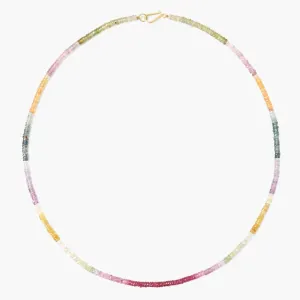 14K Multi Sapphire Line Necklace