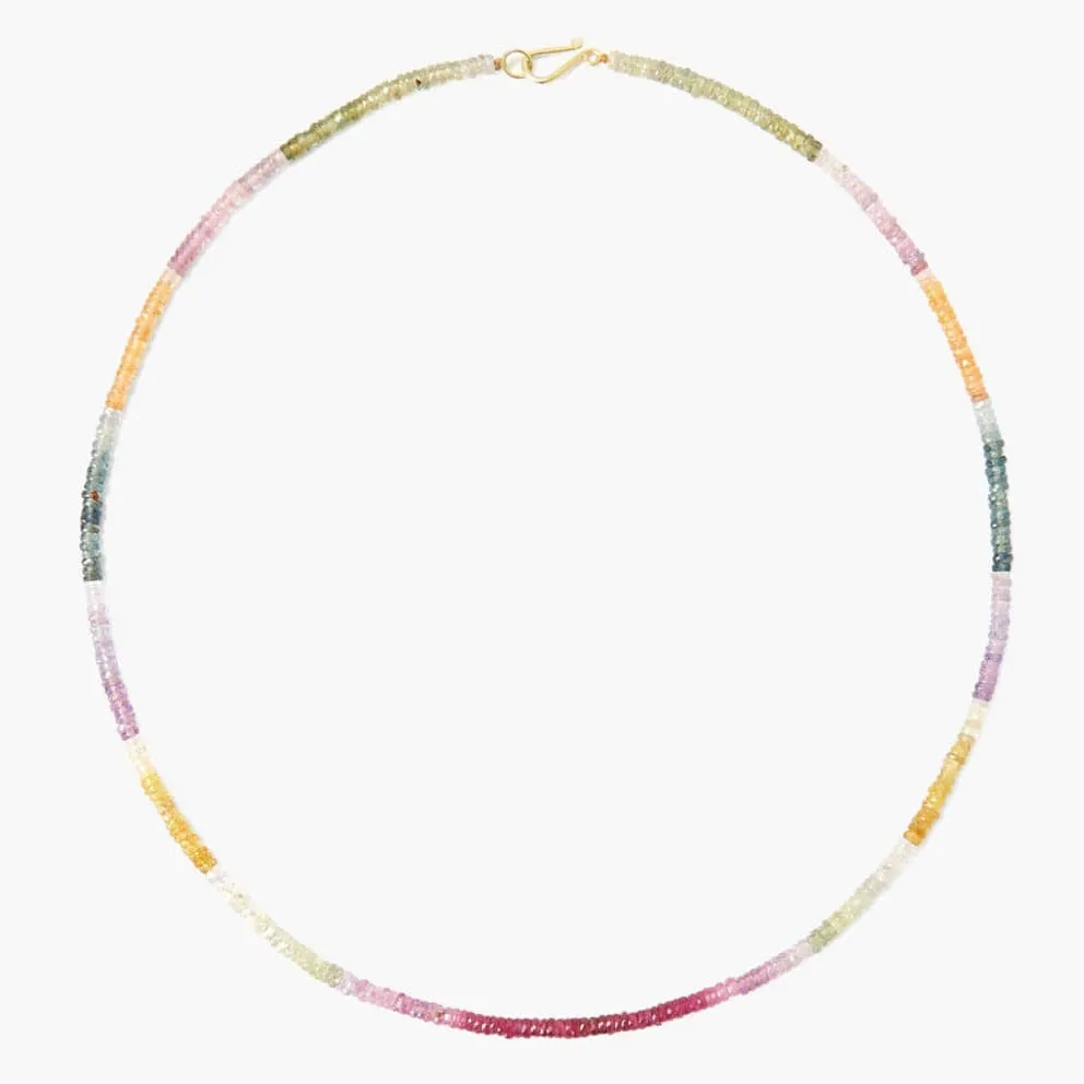 14K Multi Sapphire Line Necklace