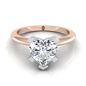 14K Rose Gold Heart Shape Center  Classic Low Base Solitaire Engagement Ring