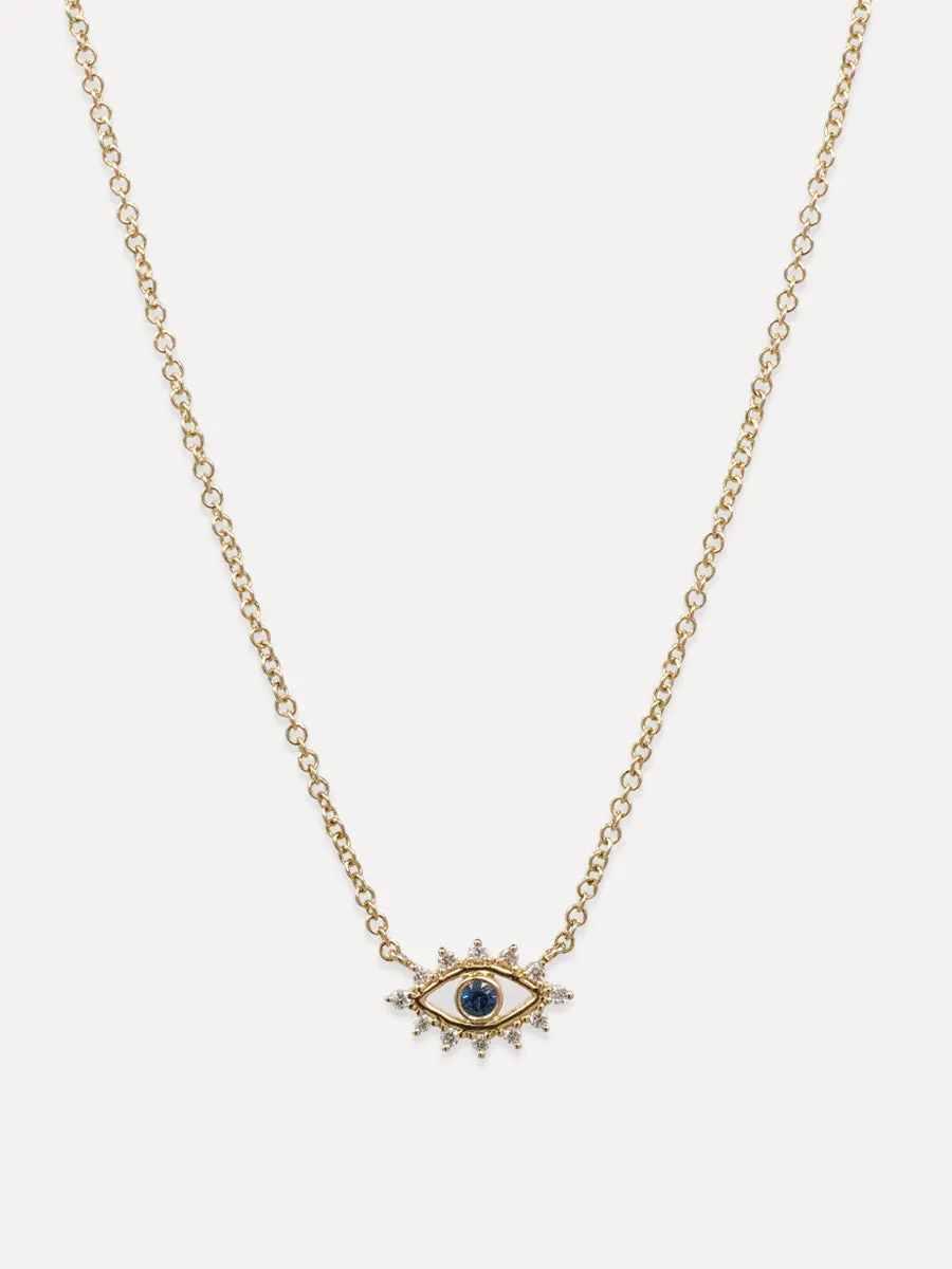 14K Sapphire Eye Necklace