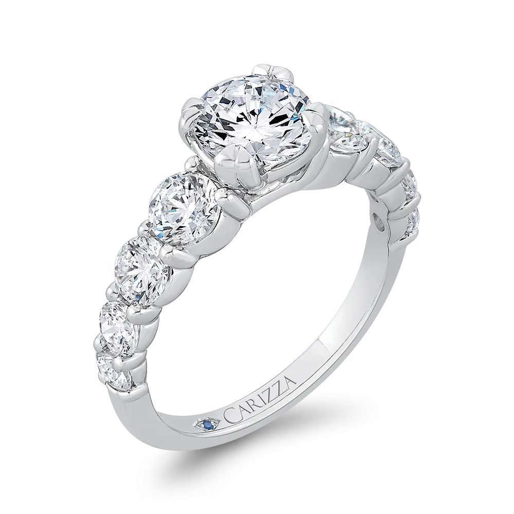 14K White Gold Diamond Engagement Ring (Semi-Mount)