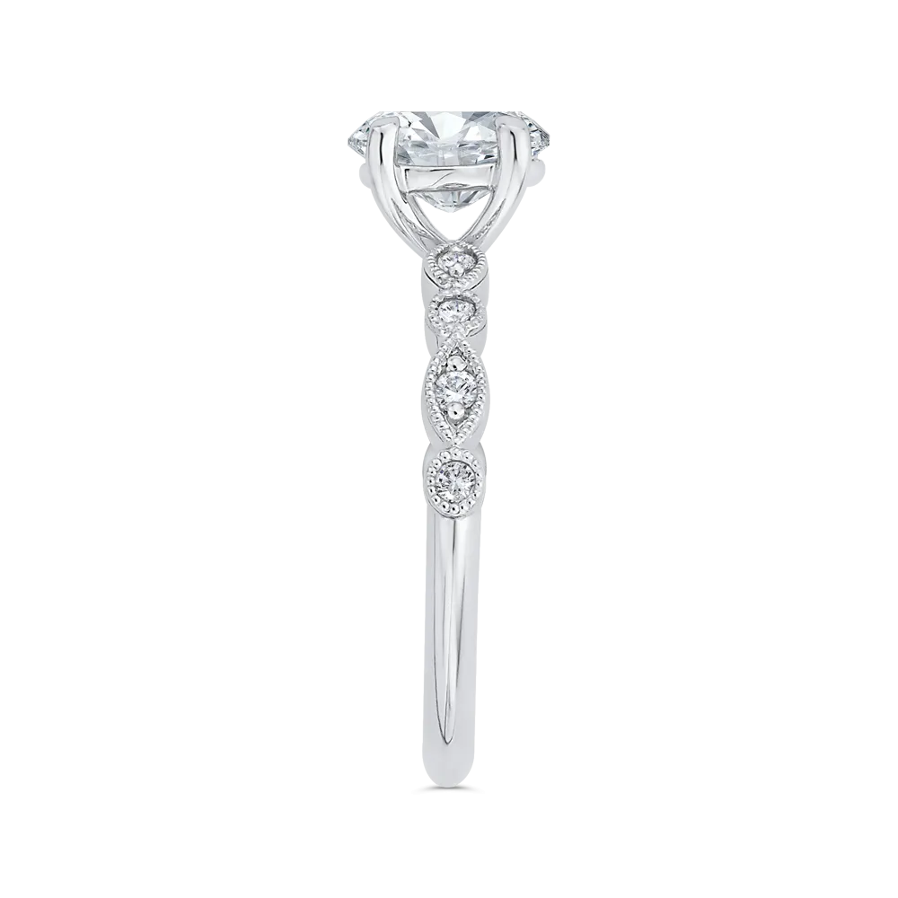 14K White Gold Diamond Engagement Ring (Semi-Mount)