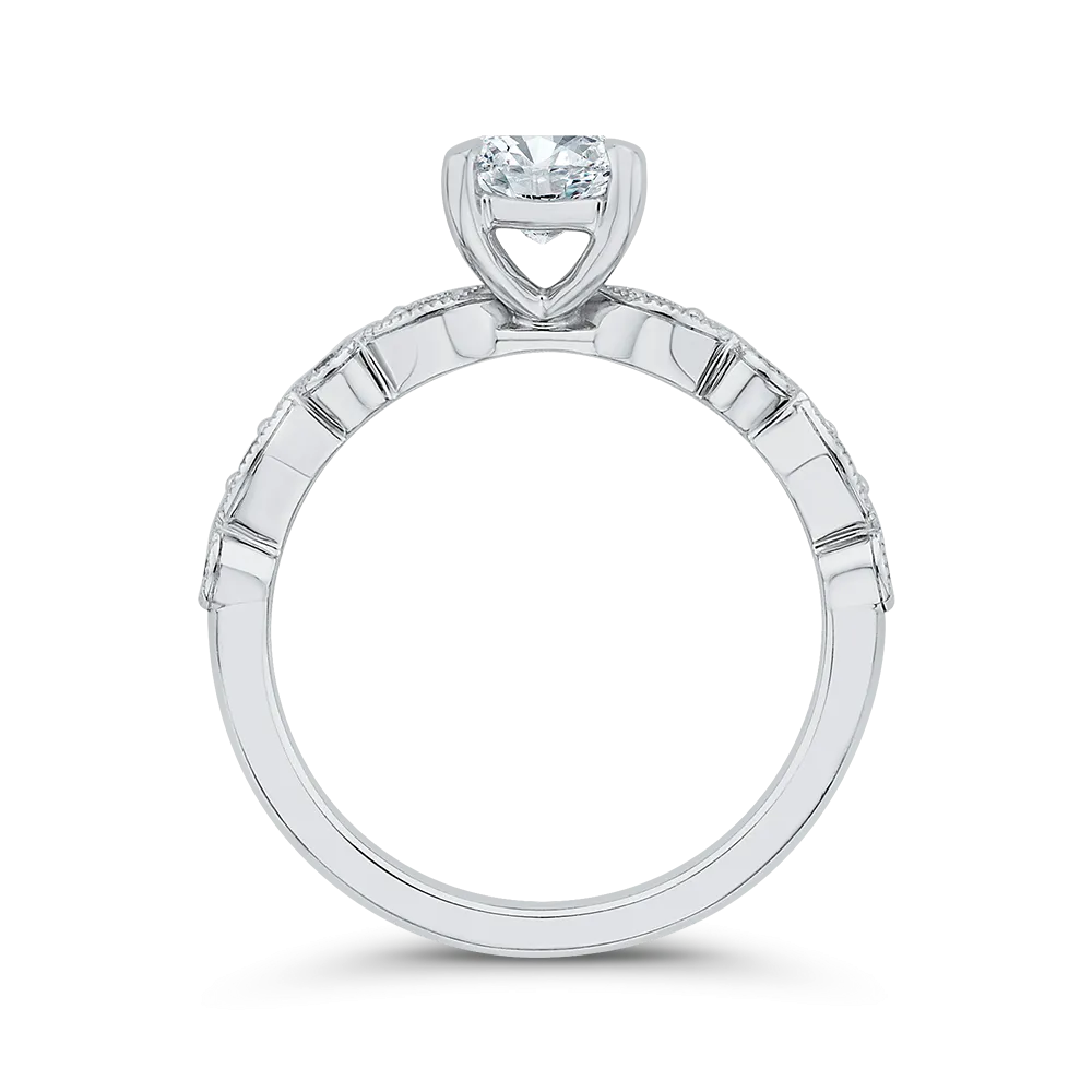 14K White Gold Diamond Engagement Ring (Semi-Mount)