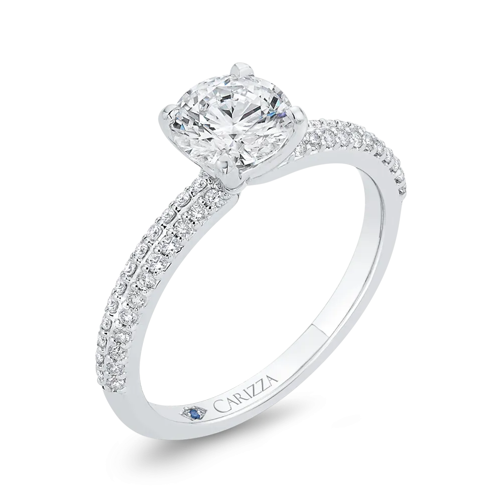 14K White Gold Diamond Engagement Ring (Semi-Mount)