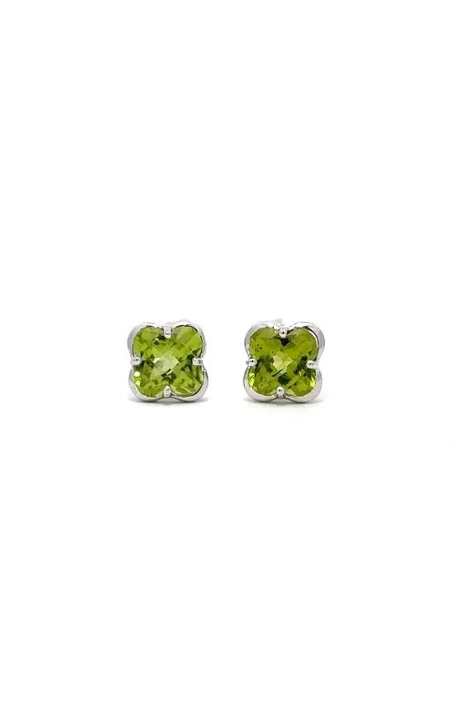 14K WHITE GOLD PERIDOT STUD EARRINGS  G12267