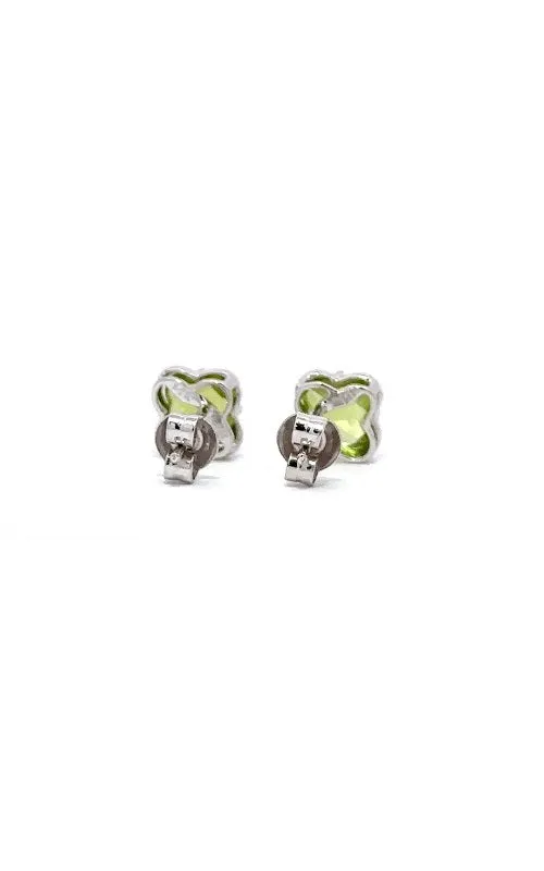 14K WHITE GOLD PERIDOT STUD EARRINGS  G12267