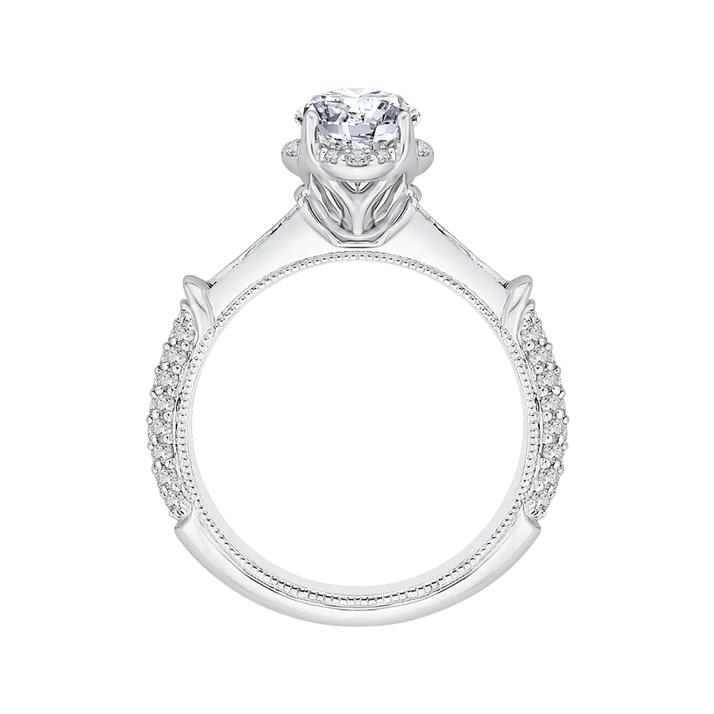 14K White Gold Round Cut Diamond Engagement Ring (Semi Mount)