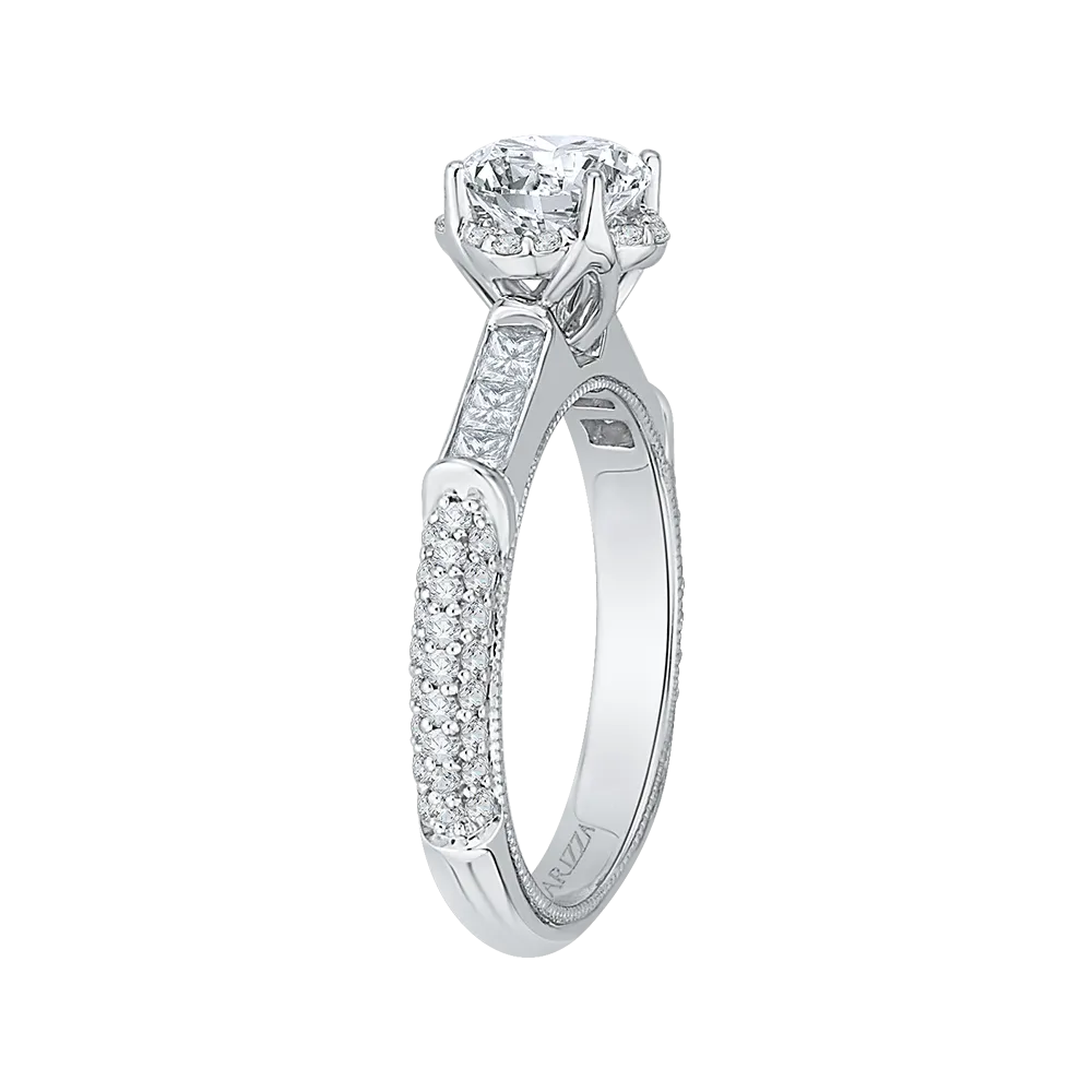 14K White Gold Round Cut Diamond Engagement Ring (Semi Mount)