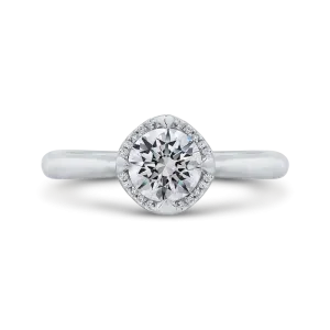 14K White Gold Round Diamond Classic Engagement Ring (Semi Mount)