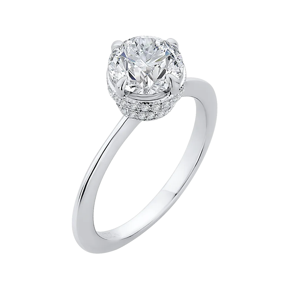 14K White Gold Round Diamond Engagement Ring (Semi Mount)