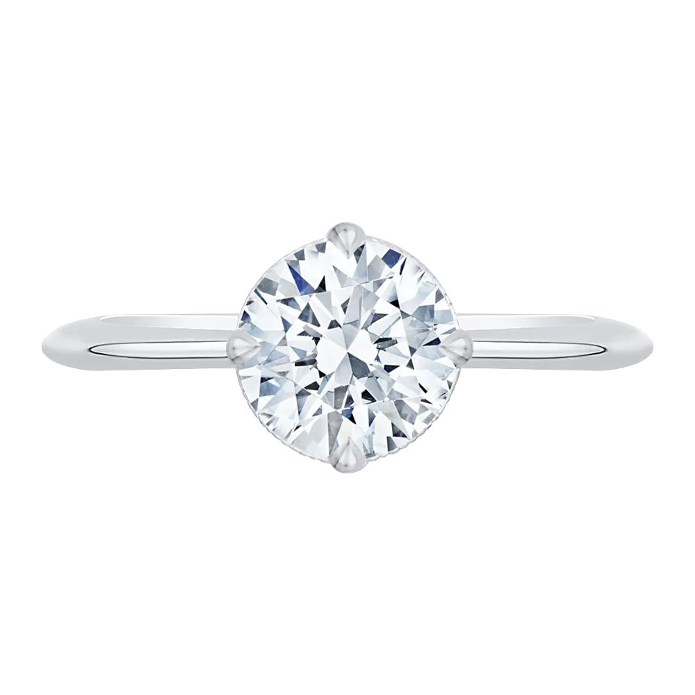 14K White Gold Round Diamond Engagement Ring (Semi Mount)