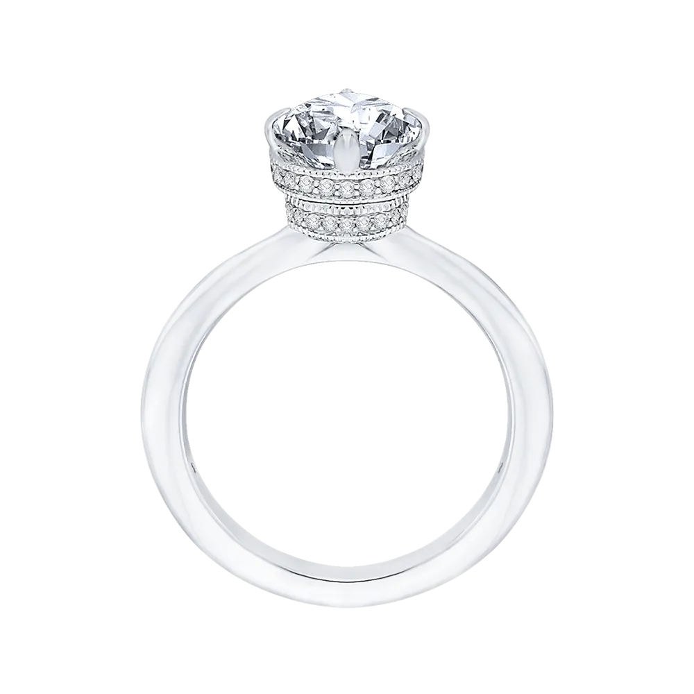 14K White Gold Round Diamond Engagement Ring (Semi Mount)