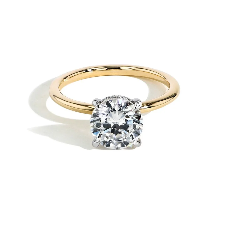 14k Yellow Gold 1.82Ct, SI2, E, EGL, 0.09Ct  Hidden Halo Engagement Ring