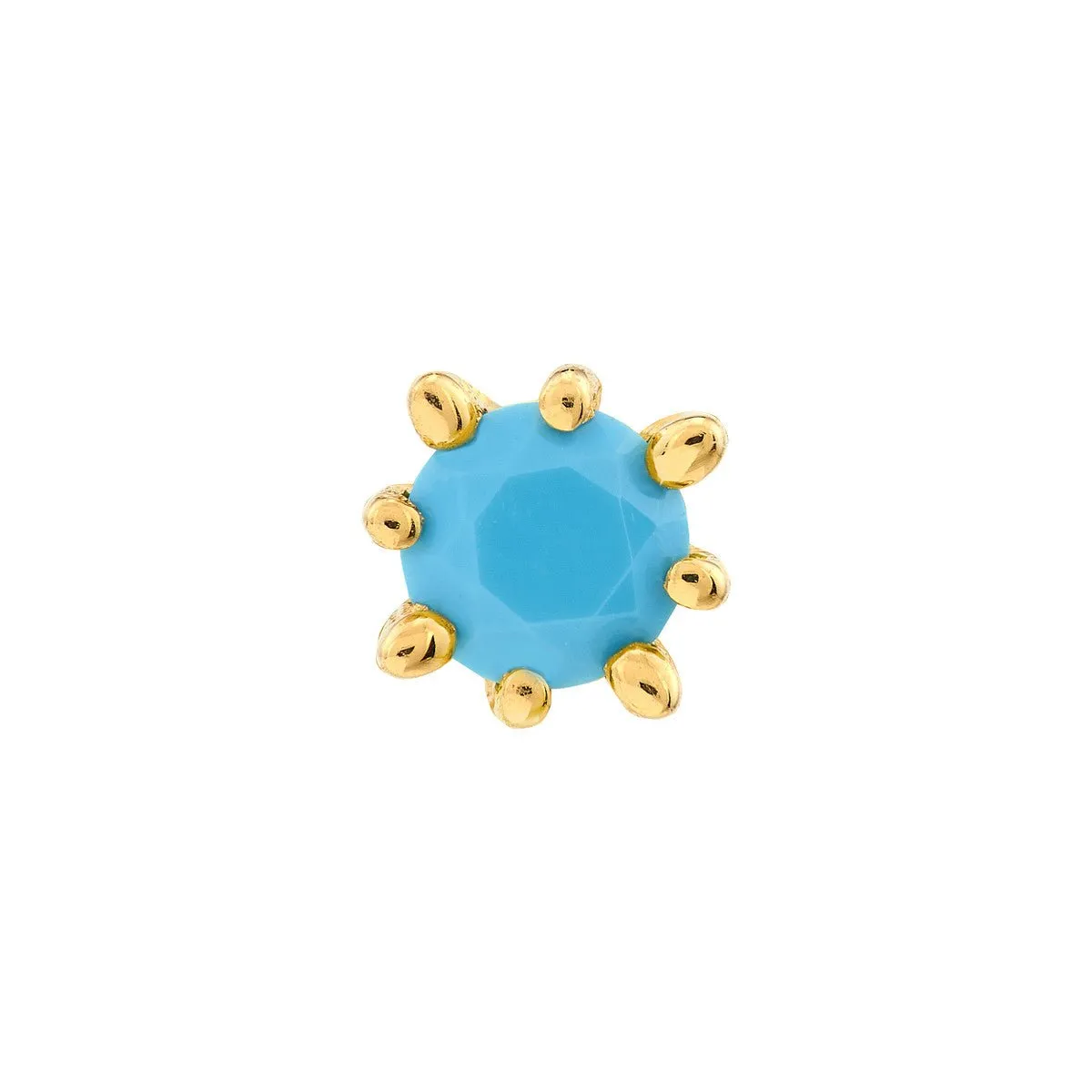 14K Yellow Gold 3.00mm Round Turquoise Stud Earrings