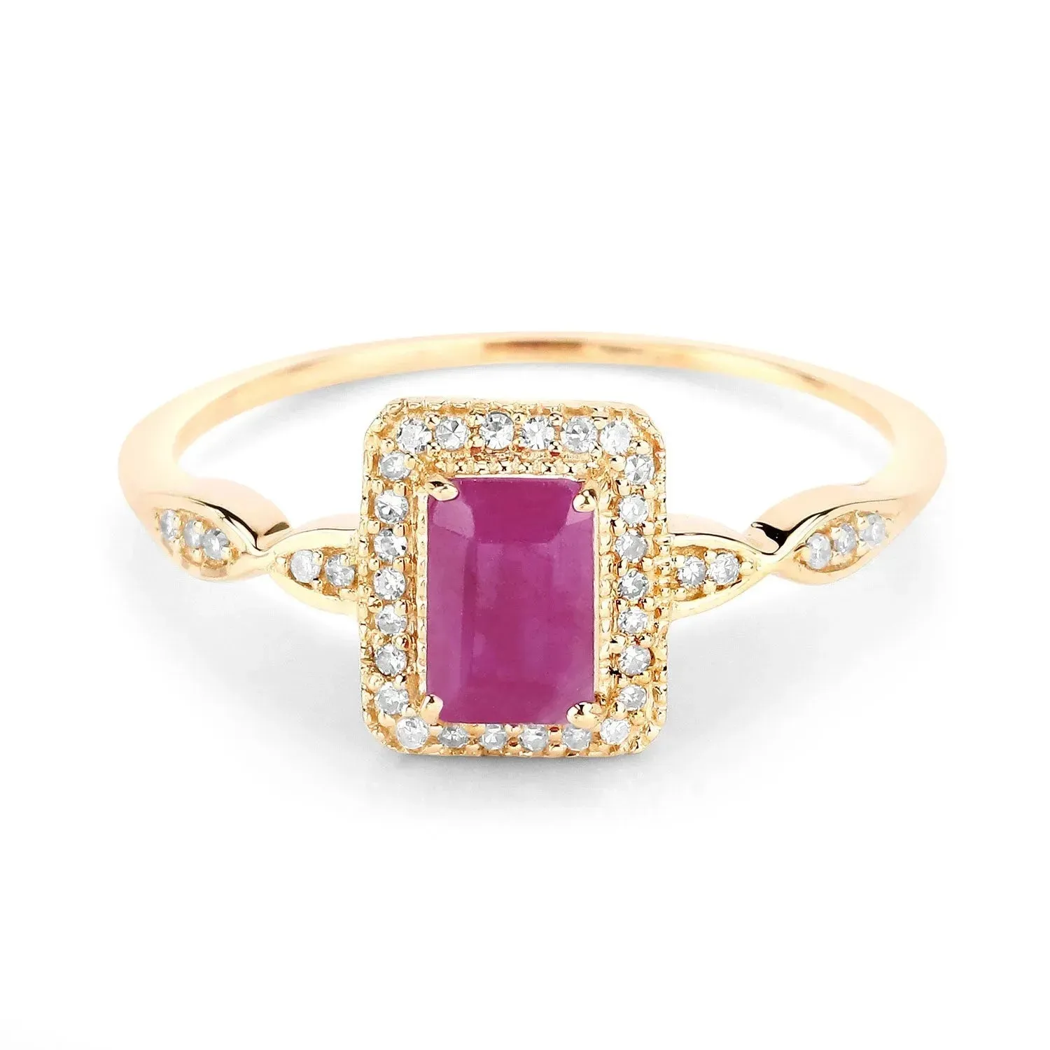 14K Yellow Gold Pink Ruby Diamond Ring