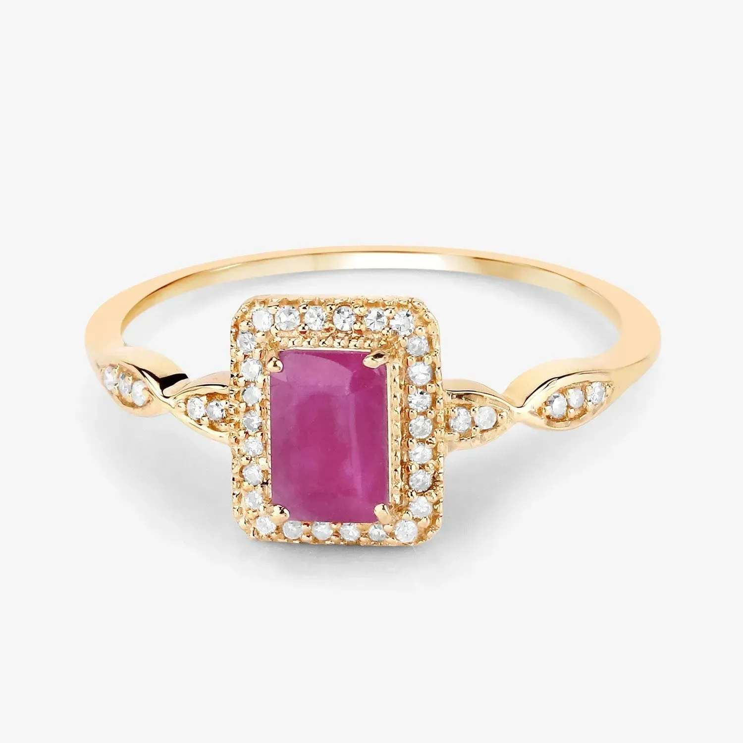 14K Yellow Gold Pink Ruby Diamond Ring