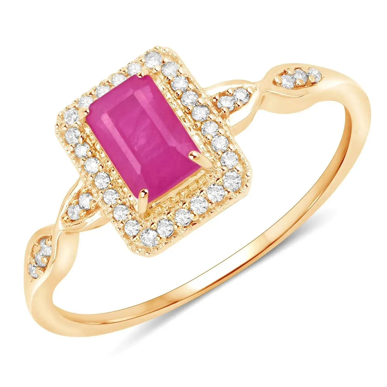 14K Yellow Gold Pink Ruby Diamond Ring