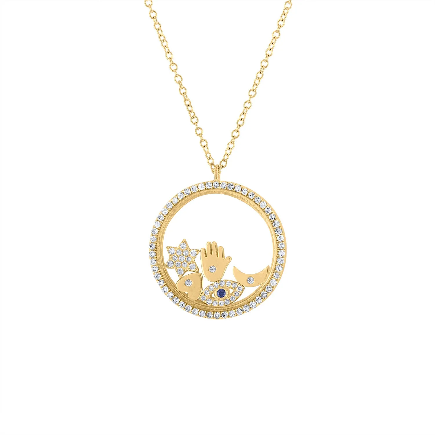 14KT GOLD DIAMOND FLOATING CHARM PENDANT NECKLACE