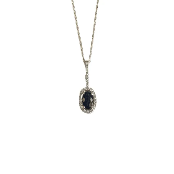 14KT Oval Sapphire & Diamond Necklace