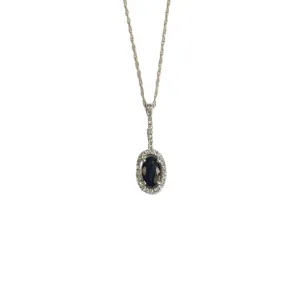 14KT Oval Sapphire & Diamond Necklace