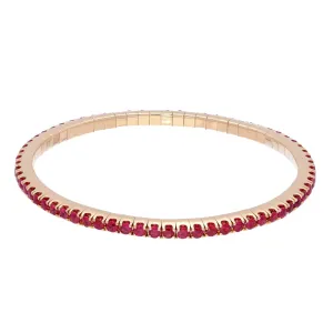 18ct Rose Gold Ruby Flexible Tennis Line Bracelet - 4ct