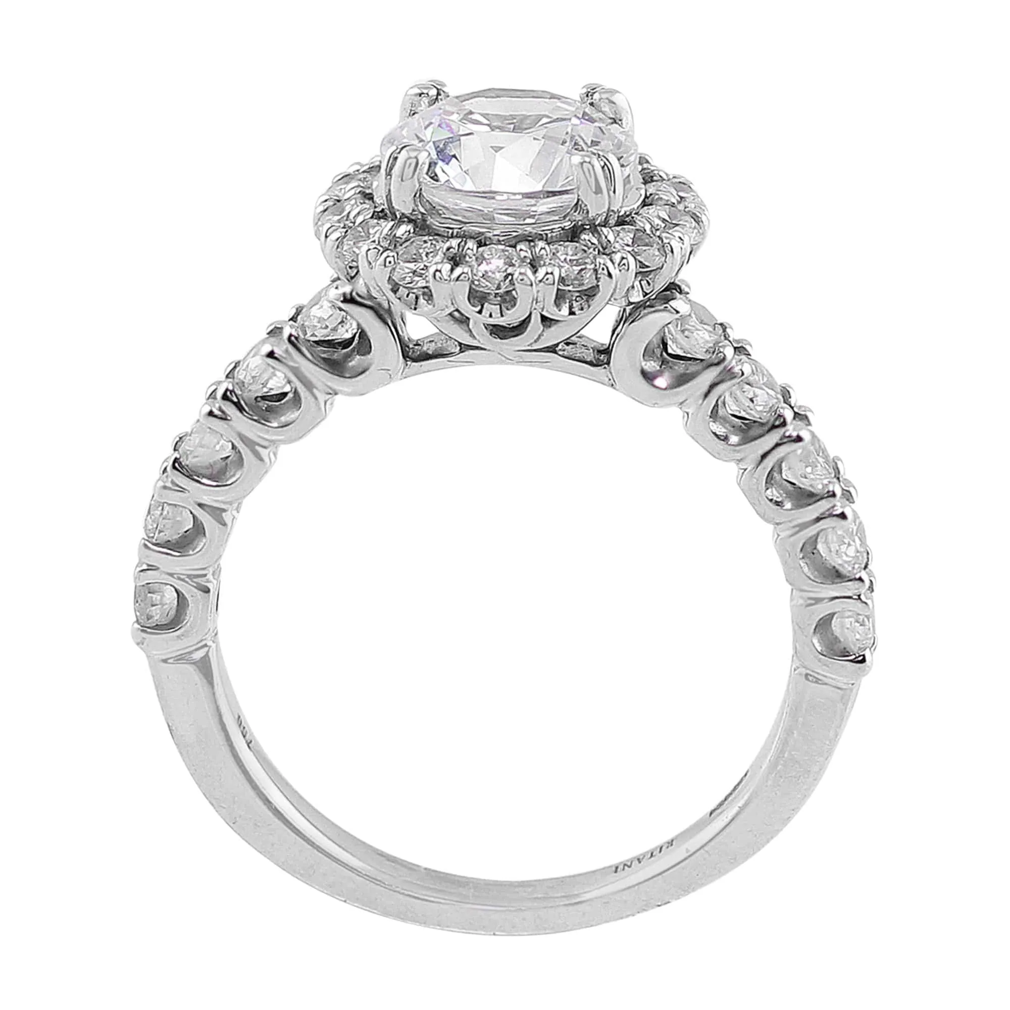 18k White Gold Modern Diamond Halo Setting