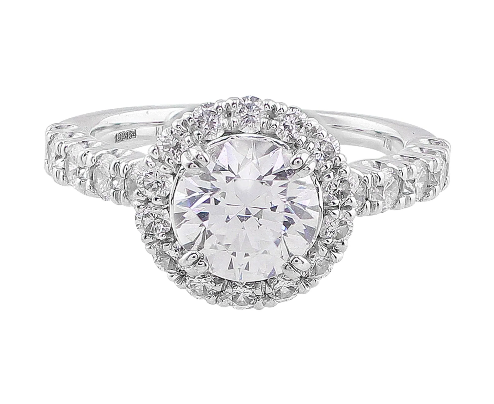 18k White Gold Modern Diamond Halo Setting