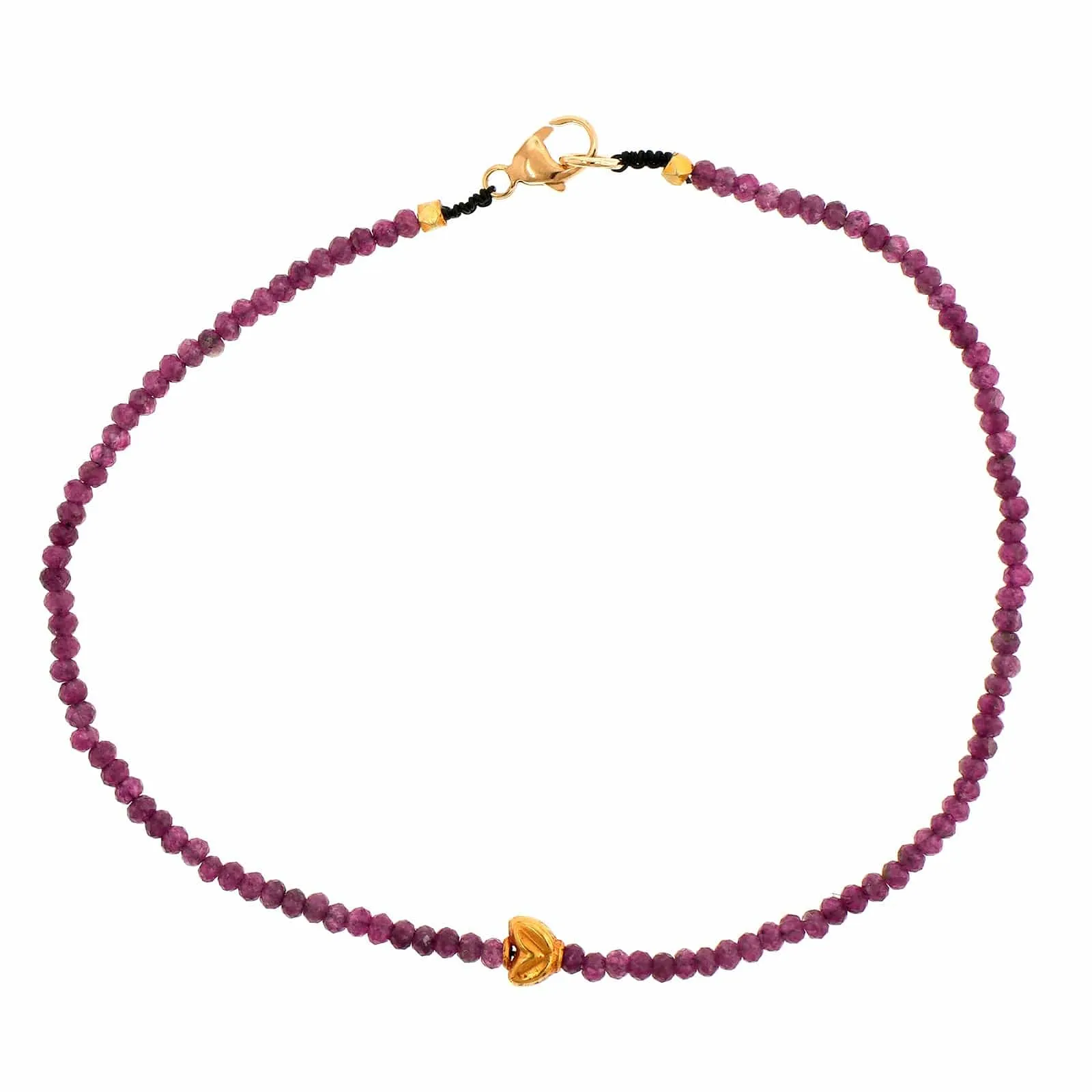 18K Yellow Gold Ruby Beaded Bracelet