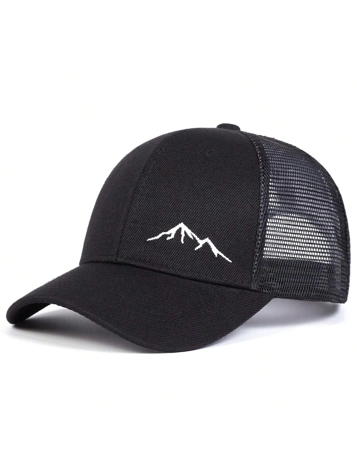 1pc Men's Mountain Embroidery Baseball Cap, Outdoor Adjustable Sunscreen Leisure Mesh Cap, Suitable For Spring And Autumn Travel, Beach Parties