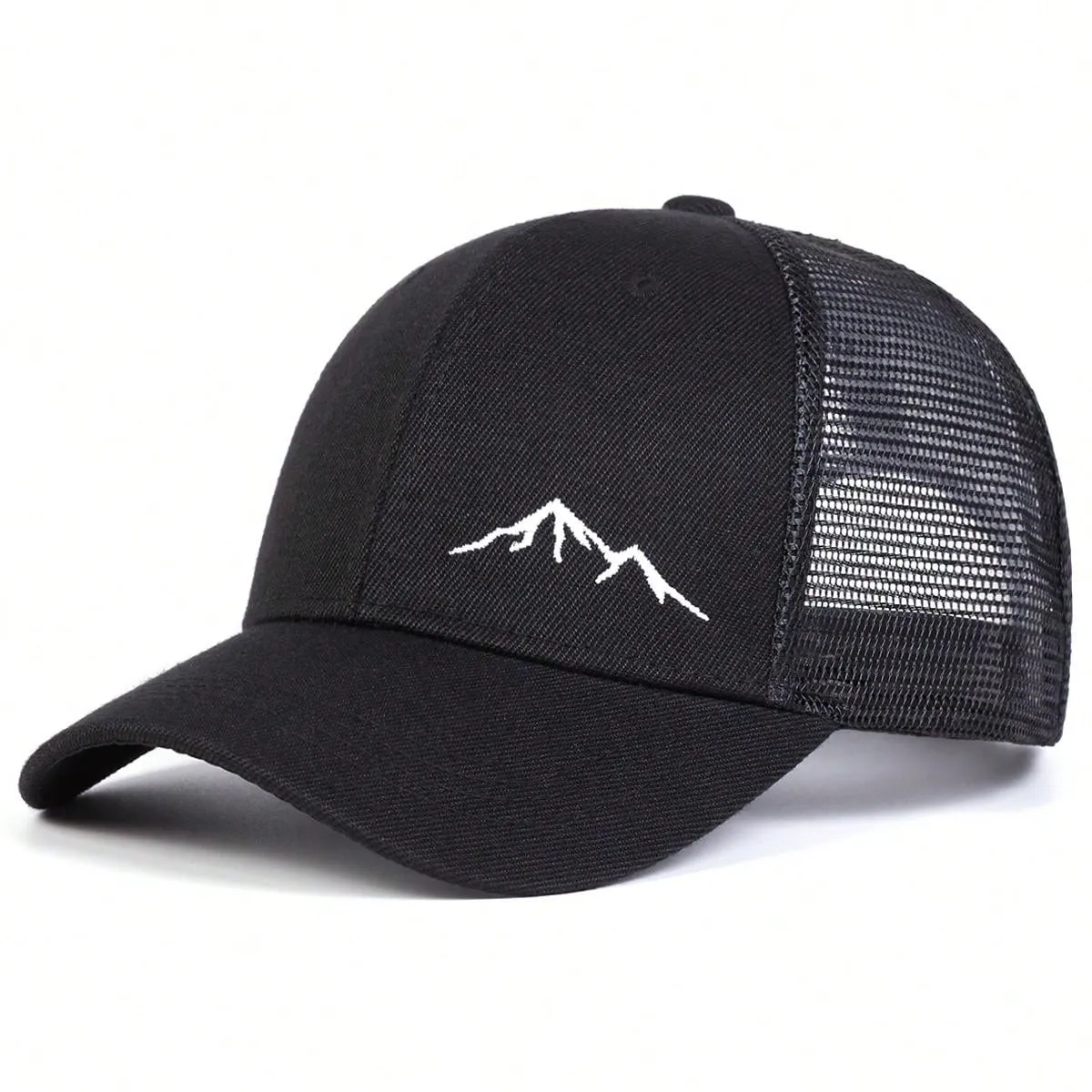 1pc Men's Mountain Embroidery Baseball Cap, Outdoor Adjustable Sunscreen Leisure Mesh Cap, Suitable For Spring And Autumn Travel, Beach Parties