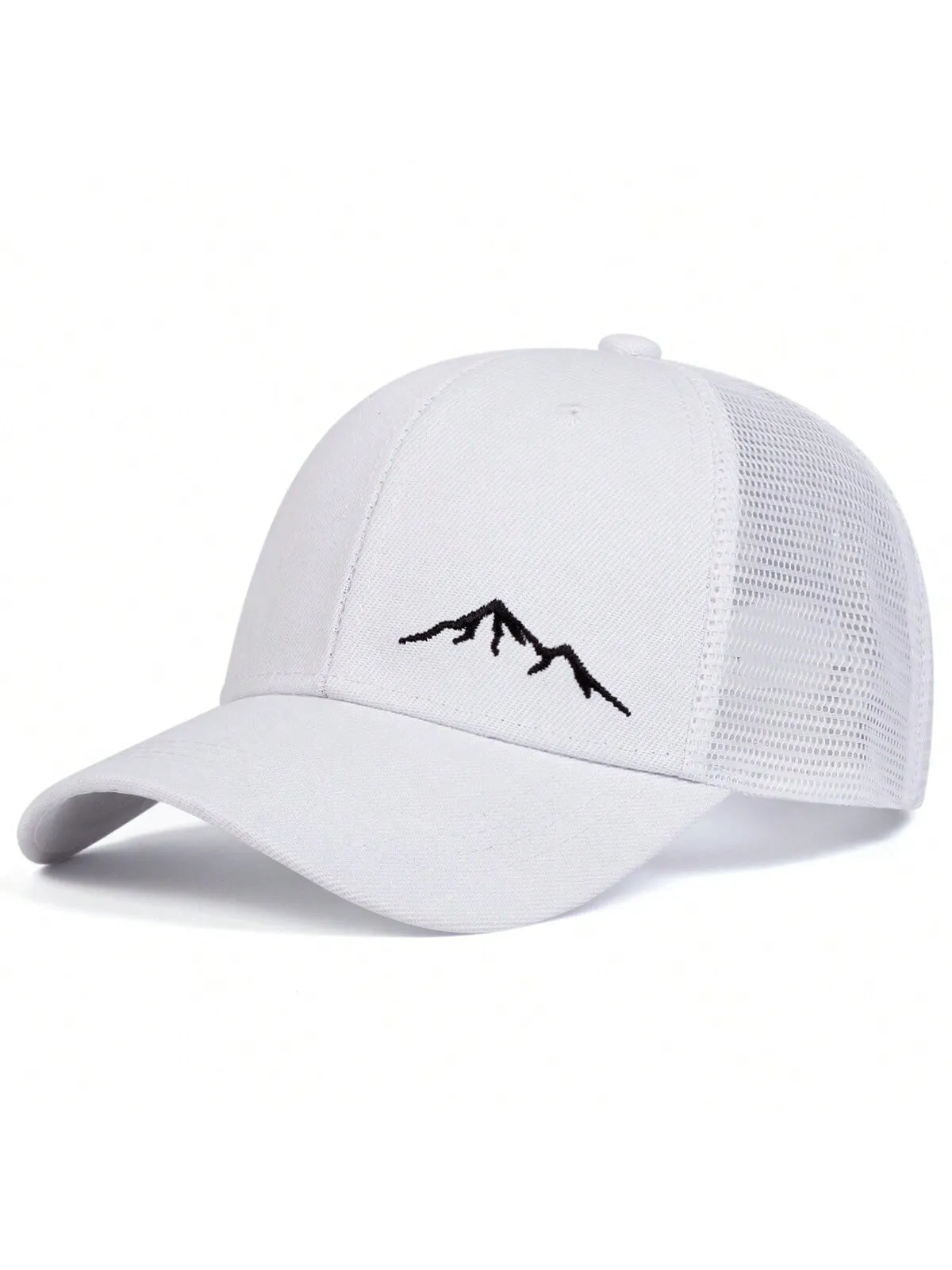 1pc Men's Mountain Embroidery Baseball Cap, Outdoor Adjustable Sunscreen Leisure Mesh Cap, Suitable For Spring And Autumn Travel, Beach Parties