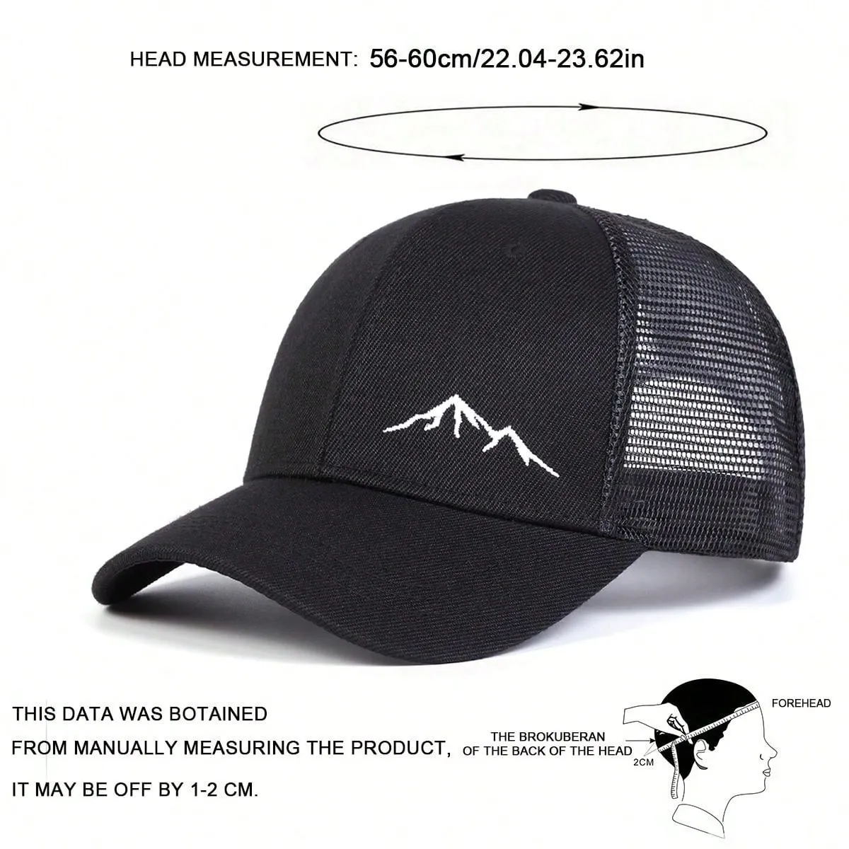 1pc Men's Mountain Embroidery Baseball Cap, Outdoor Adjustable Sunscreen Leisure Mesh Cap, Suitable For Spring And Autumn Travel, Beach Parties