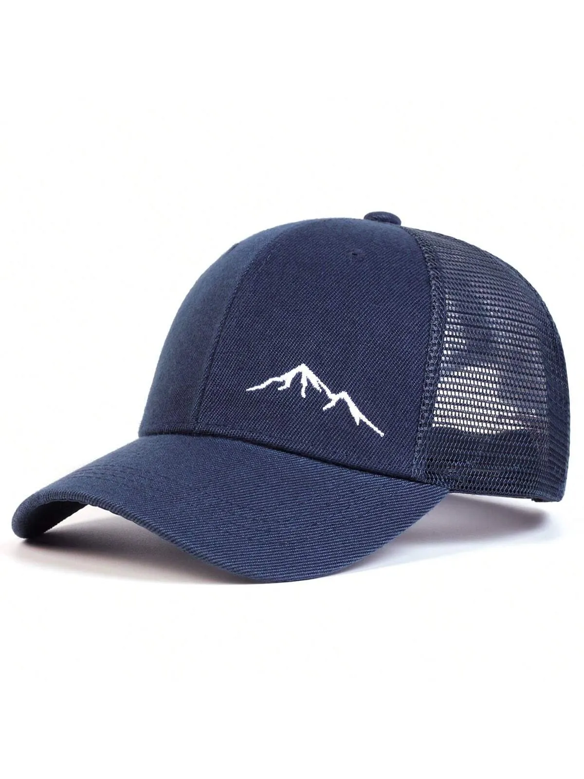 1pc Men's Mountain Embroidery Baseball Cap, Outdoor Adjustable Sunscreen Leisure Mesh Cap, Suitable For Spring And Autumn Travel, Beach Parties