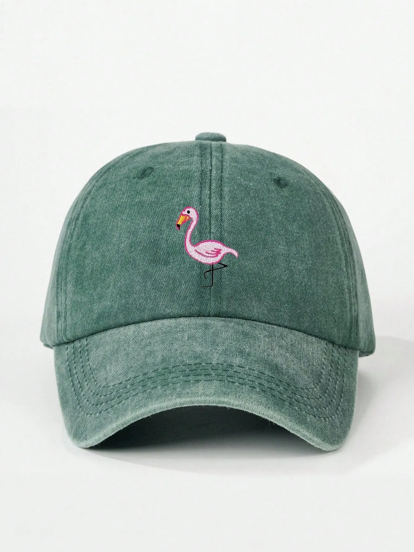 1pc Unisex Embroidered Flamingo Washed Baseball Cap, Outdoor Adjustable Sun Protection Cap For Spring/Autumn, Suitable For Travel/Beach/Holiday, Y2K Style Youth Hat