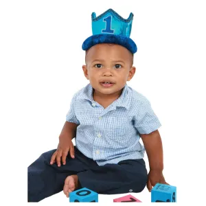 1st Birthday Blue Fabric Crown