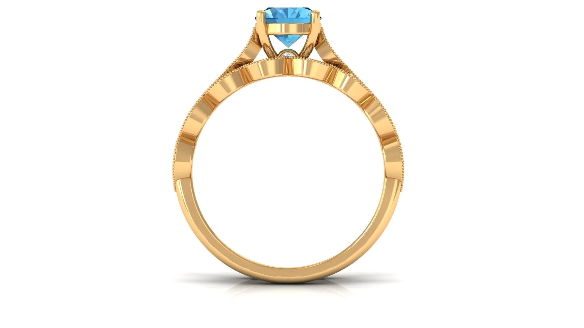 2 CT Oval Cut Swiss Blue Topaz and Moissanite Solitaire Ring with Semi Eternity Ring