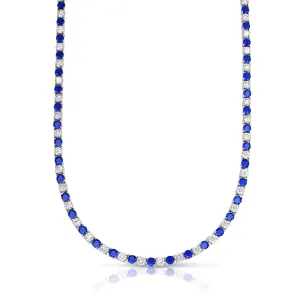 22.00 CTTW Sapphire And White SImulated Diamond Tennis Necklace in 18K White Gold