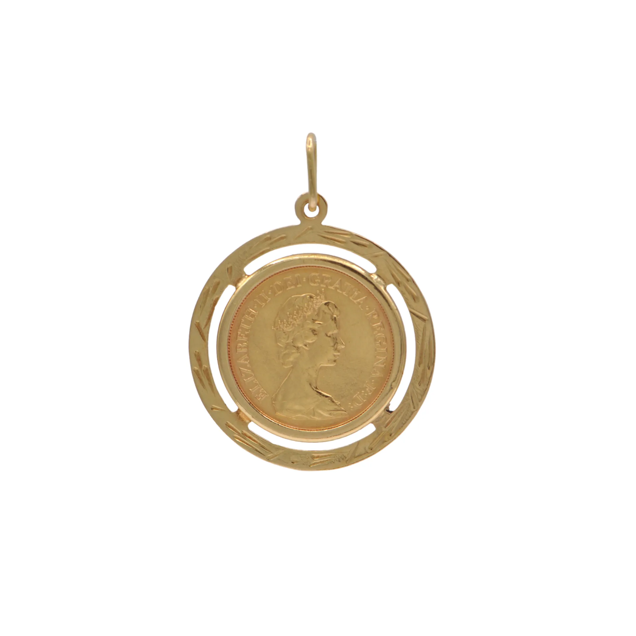 22k Gold 1976 1 Sovereign Elizabeth II (2nd Portrait) Coin Pendant