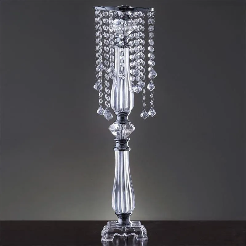 28" Silver Crystal Flower Diamond Pendant Chandelier Wedding Party Centerpiece Stand