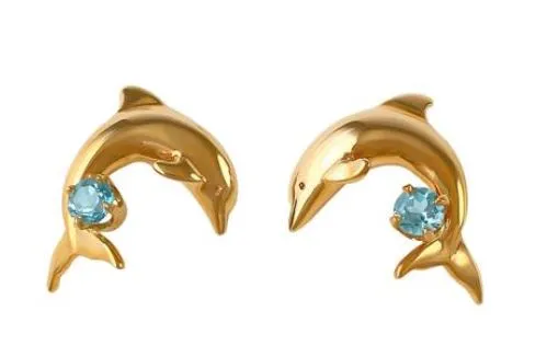 30751BT - DOLPHIN EARRINGS WITH BLUE TOPAZ