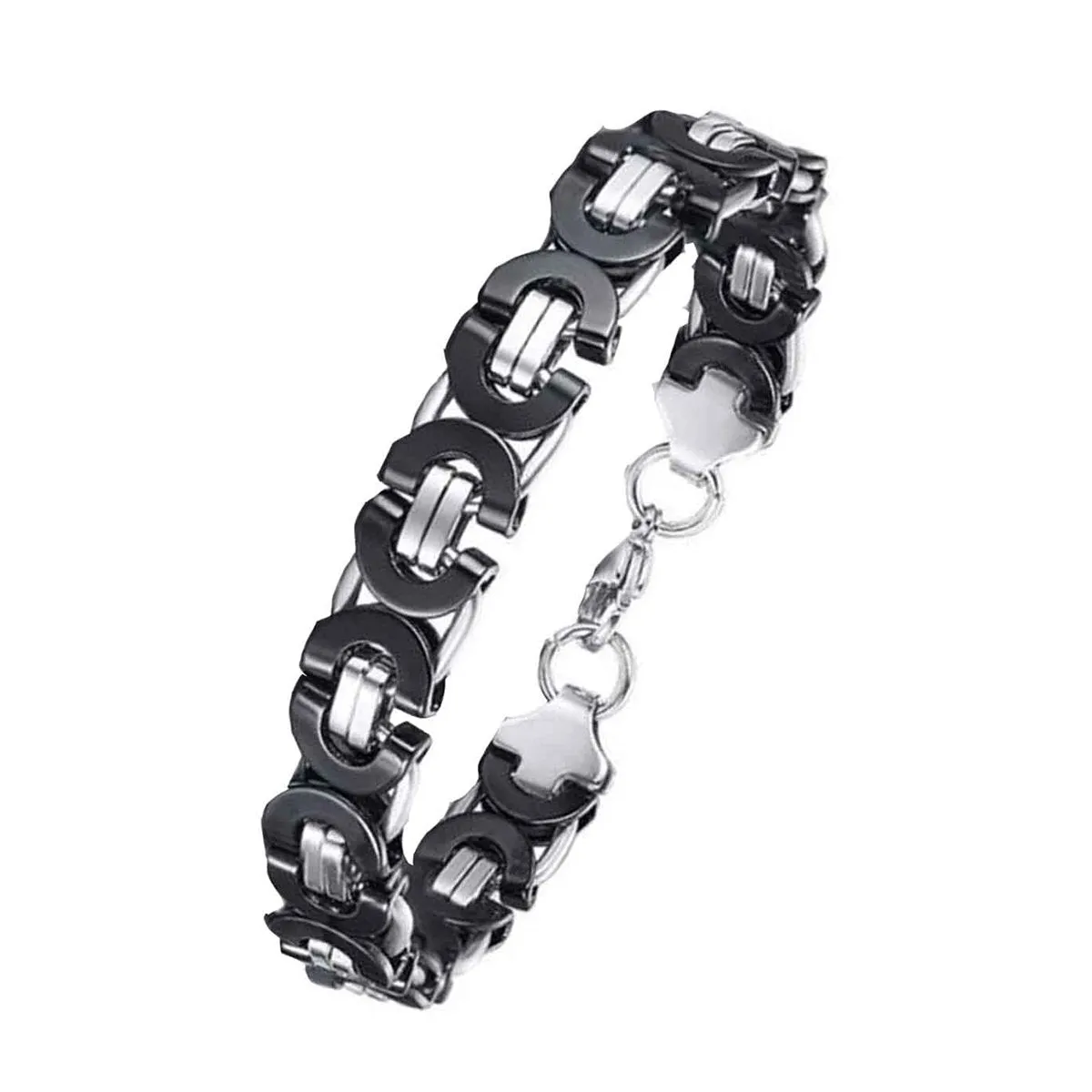 316L Stainless Steel Black Byzantine Bracelet For Men